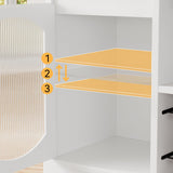 Wine Bar Cabinet with LED Light - 47" Liquor Storage Cabinet with Wine Rack and Glass Hanger Coffee Bar Cabinet with Adjustable Shelves Bar Cabinet with Glass Doors for Kitchen Dining Living Room ElfinAura