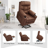 Esright Power Lift Recliner for Elderly, Electric Lift Chair with Heated Vibration Massage,Heavy Duty Electric Recliner with Side Pockets, USB Charge Port & Cup Holders, Brown Esright
