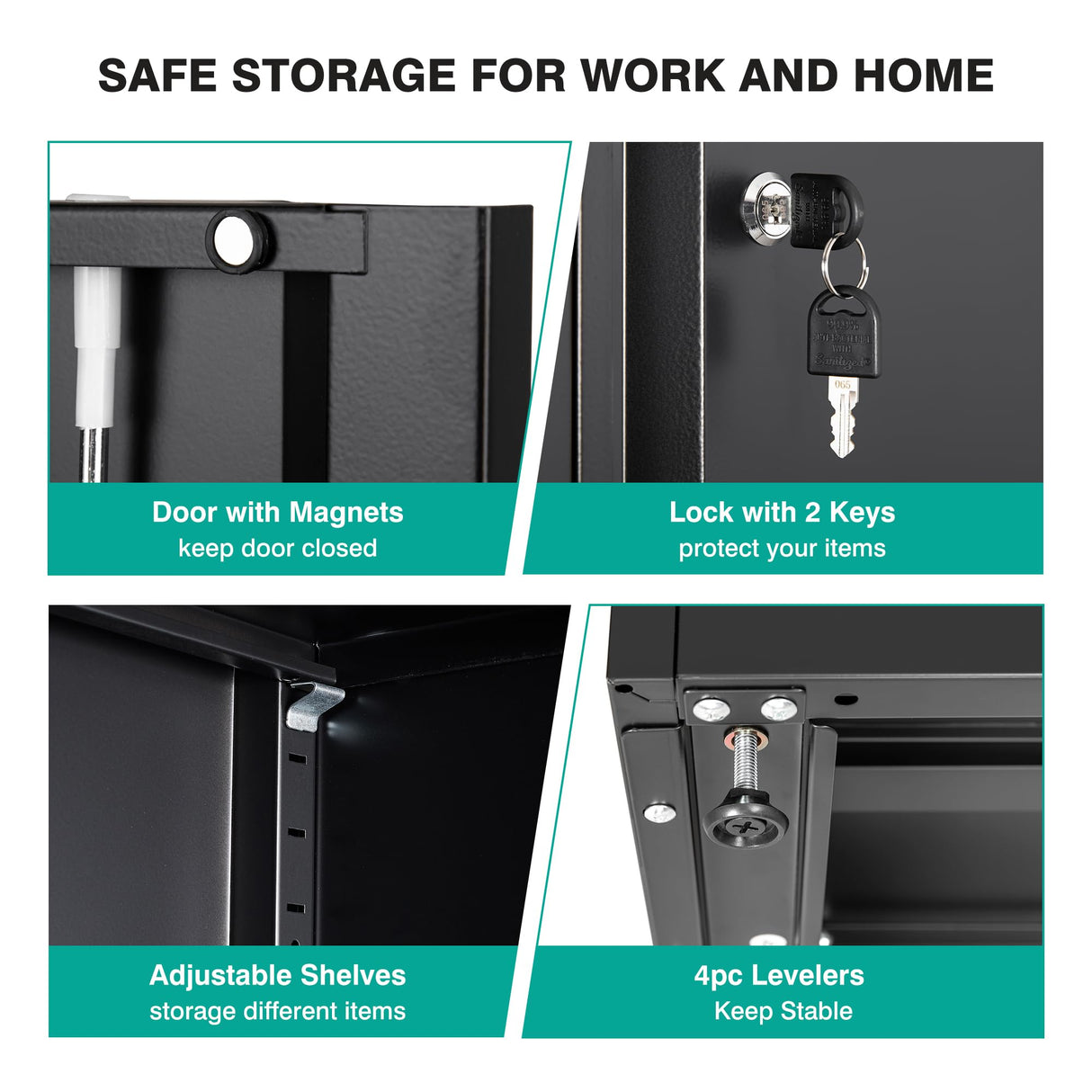 Metal Storage Cabinet with Drawer and Locks,Black Garage Storage Cabinet with Locking Doors and Adjustable Shelves,71" Tall Large Metal Cabinets with Magnetic Door for Home,Office,Garage SISESOL