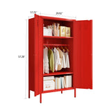 SunLinkSan Metal Storage Cabinet with Doors and Adjustable Shelves, Organization Locker, Farmhouse Kitchen Pantry for Cupboard, Bedroom, Dining, Living, Bathroom, Office, Garage Room (Wardrobe, Red) SunLinkSan
