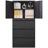 SISESOL Metal Storage Cabinet with Drawers, 71" File Cabinets for Home Office, Locking Steel Storage Cabinet with Doors and Shelves for Home, Office, Warehouse, Garage, School (Black, 3 Drawers) SISESOL
