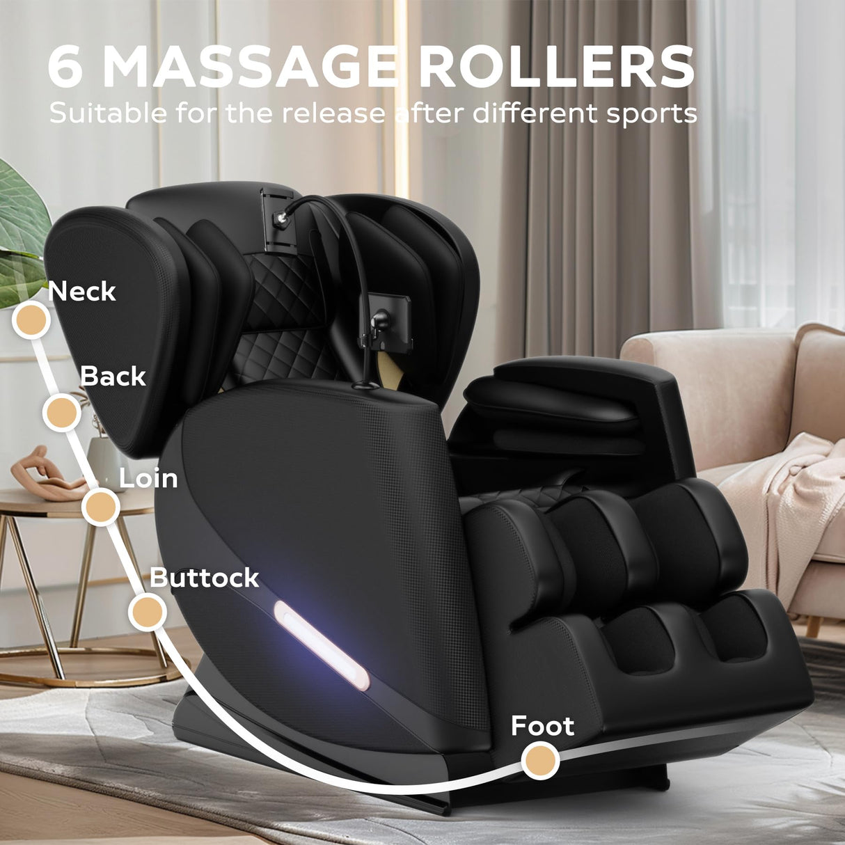 BILITOK Full Body Massage Chair with Zero Gravity, Massage Chair Recliner with Heating, Airbags, Bluetooth Speaker, Foot Roller, Touch Screen BILITOK