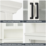 Baztin Over The Toilet Storage Cabinet, Over Toilet Bathroom Organizer with Doors and Adjustable Shelf, Thicken Frame Above Toilet Storage Cabinet Behind Toilet Bathroom Organizer, Cream White Baztin