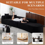 ClinQ 132-Inch Modern Style Curved Sofa, Upholstery Corduroy Sofa Couch with 3 Pillows, Black ClinQ