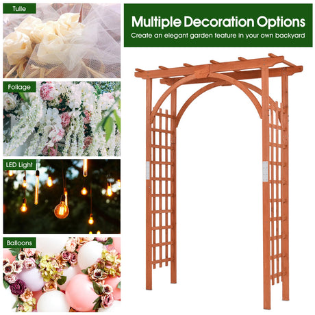 Tangkula 85 inches Garden Arbor, Wooden Wedding Arches Structure w/Trellis Sides for Climbing Plants, Patio Bridal Party Decoration Arbor for Garden, Lawn, Parties, Ceremony (Natural) Tangkula