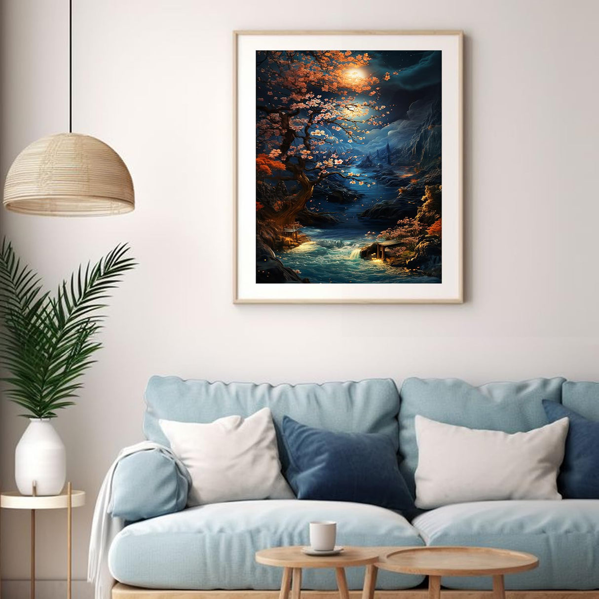 Plum Blossoms Paint by Number Adults,Moon Paint by Number Adult,DIY Acrylic Painting by Numbers On Canvas,Perfect for Home Decor Gifts 16X20inch PHANTASYART