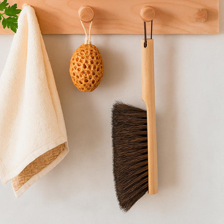 Takavu Multi-Purpose Counter Brush with Solid Wood Handle, Natural Horsehair Bristles for Gentle Dusting of Furniture, Drafting, Patio, Fireplace Cleaning, Shop Brush, Woodworking Tool & Accessories TAKAVU