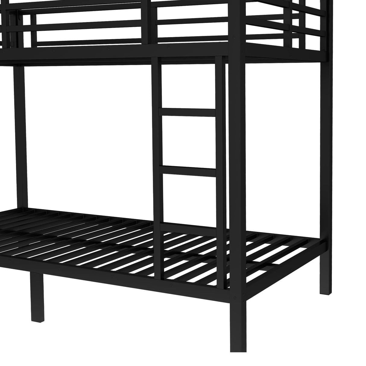 Bellemave Twin XL Over Twin XL Bunk Bed with Headboard and Build in Ladder, Heavy Duty Metal Bunk Beds with Full Length Guardrail, Convertible Bunk Bed for Adults, Teens, Black Bellemave