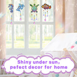 Diamond Art Kits for Kids - Crafts Gifts for Girls 8-12, 4 Pcs Double Sided Sea Animal Style Wind Chime, Hanging Crystal Rhinestone Painting Ornament Beeplove