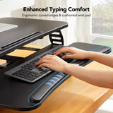 HUANUO Standing Desk Converter, 32” Sit to Stand Desk with Keyboard Tray, Height Adjustable Stand Up Desk Riser for Home Office, Dual Monitor and Laptop Workstation, Black HUANUO