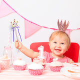 Chumia 42 Pcs Princess Fairy Wands Kit Include 28 Wooden Princess Wand, 6 Gem Stickers, 8 Ribbons, Birthday Party Supplies, Unfinished DIY Moon Butterfly Make Your Own Wand Chumia