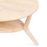 Kate and Laurel Nylah Oval Wooden Coffee Table; 48 x 26 x 18; Light Natural; Transitional Tiered Living Room Table with Solid Wood Construction and Sculptured Dowel Legs Kate and Laurel