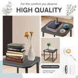 Oakmont 3 Pieces Patio Furniture Set Outdoor Conversation Furniture 2 Chairs with Glass Top Coffee Table Sets Beige Cushions Backyard, Pool, Garden Oakmont