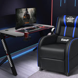 GYMAX Gaming Recliner, Massage Gaming Chair w/Adjustable Footrest, Remote Control & Side Pocket, Ergonomic Game Lounge Chair, Racing Style Single Theater Seat Game Sofa for Adults (Blue) GYMAX