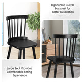 Unovivy 24" Windsor Wooden Bar Stools Set of 4, Farmhouse Counter Height Barstool with Spindle Back, Widen Seat, Modern Mid-Century Country Style, for Kitchen Island Dining Room, Black Unovivy