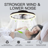 STERREN 20'' Modern Low Profile Ceiling Fan with Light, Bedroom LED Ceiling Fan with Remote Control, Bladeless Flush Mount Black Fan Lights Ceiling Fixtures for Living Room,Small Room STERREN
