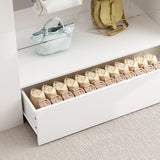 Elegant White Homsee Wardrobe Armoire with Glass Top and 6 Drawers for Stylish Storage Homsee