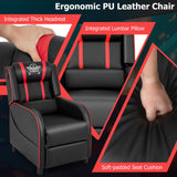 Giantex Gaming Massage Recliner Chair - Racing Style Gaming Sofa Chair with Reclining Backrest, Massage Lumbar Pillow, Retractable Footrest, Home Theater Seating with Bluetooth Speaker (Red) Giantex