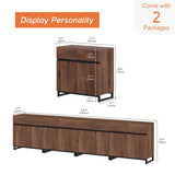 WAMPAT Modern TV Stand for TVs up to 120 inch, 4 in 1 Entertainment Center TV Console with Adjustable Shelves and Metal Base for Living Room,Bedroom,Brown WAMPAT