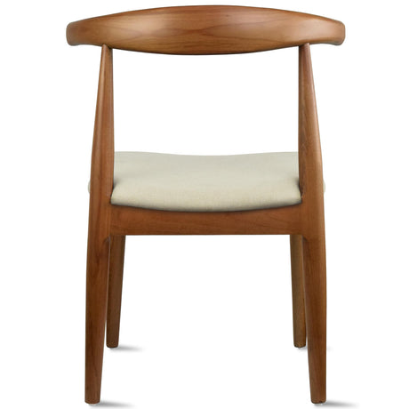 2xhome Set of 2 Contemporary Farmhouse Real Solid Wood Cushion Seat Dining Chairs Elbow Side Chair (Espresso-Beige Seat) 2xhome
