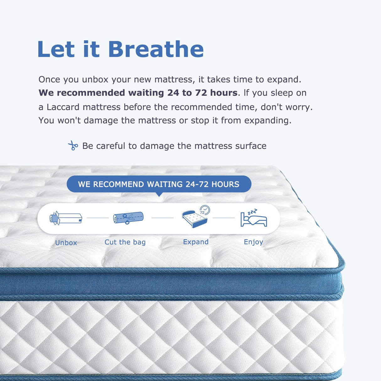 Laccard Queen Mattress, 12 Inch Medium Firm Hybrid for Queen Size Bed, Memory Foam Mattress in a Box for Pressure Relief, Individual Pocket Spring-Motion Isolation with Edge Support, CertiPUR-US Laccard