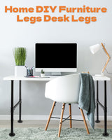 MUZIK 30 Inch Industrial Table Legs, 2 Pack Grey Steel Metal Pipes Vintage Furniture Legs, for Coffee and End Table Legs, 30 in H x 14 in W MUZIK