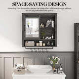 RoyalCraft 28in Bathroom Cabinet Wall Mount with Sliding Mirror Door, Over The Toilet Storage Cabinet, Farmhouse Medicine Cabinet with Shelves and Towel Bar for Living Room, 28" W x 29" H, Dark Grey RoyalCraft