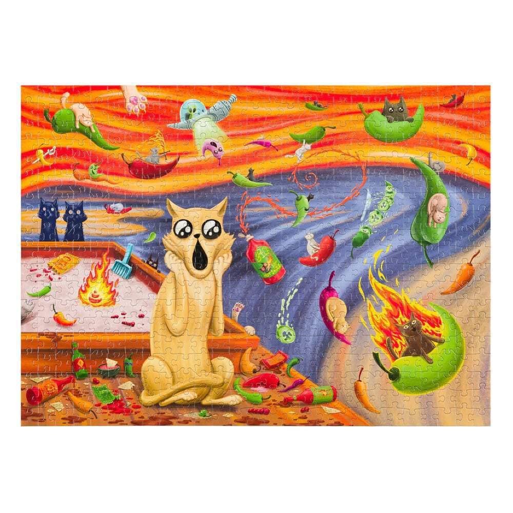 Spicy Scream Jigsaw Puzzle by Exploding Kittens - 1000 Pieces Jigsaw Puzzle for Adults, Teens, and Kids - Cat Puzzle, Funny Puzzle, Art Puzzle Exploding Kittens LLC