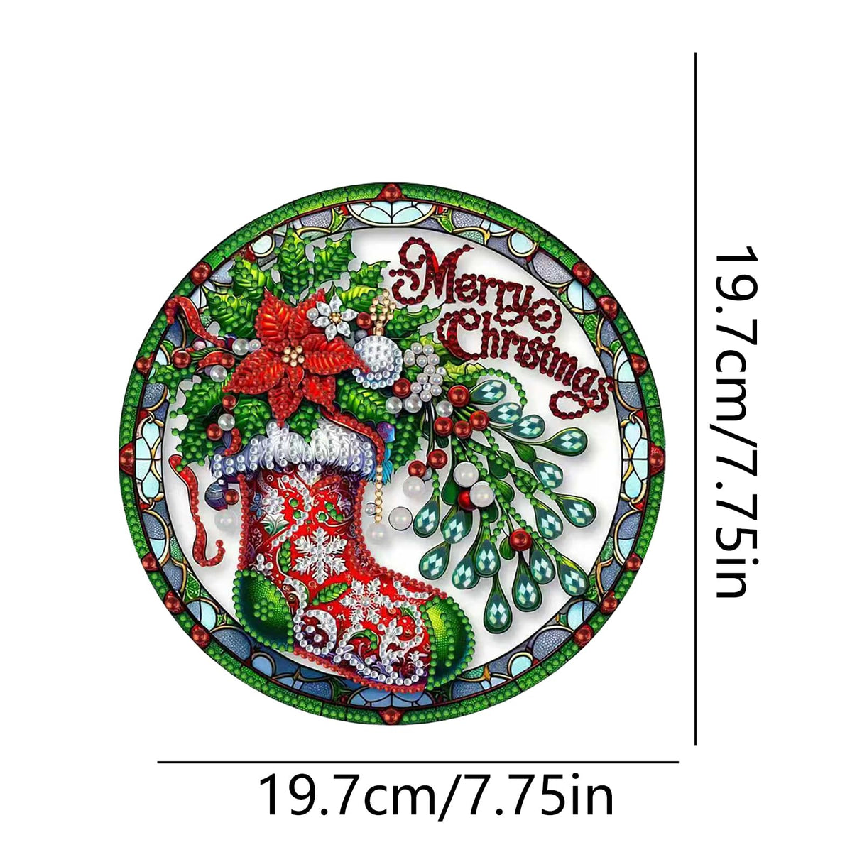 STGLCR DIY Diamond Painting Christmas Ornament for Adult Beginner Christmas Stocking Crystal Diamond Art Painting Special Shaped Rhinestone Hanging Window Pendants Home Office Decor Crafts 7.7IN STGLCR