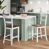 Giantex 24.5" Farmhouse Wooden Bar Stools Set of 4 with Ergonomic Backrest and Footrest Giantex