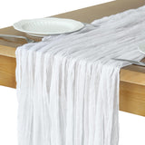 Cheesecloth Table Runner, 10FT Rustic Ivory White Table Runner 35*120inch Boho White Table Runner for Wedding Bridal Shower Baby Shower Table Centerpiece Decorations Miucat