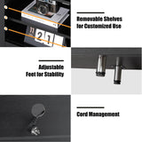 AMERLIFE Fireplace TV Stand, Wood Texture Entertainment Center with 23'' Electric Fireplace, Farmhouse Entertainment Stand Media TV Console for TVs Up to 80'', 70 inches, Black AMERLIFE