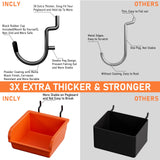 INCLY 48x24 Inch Metal Peg Board Kit with 1/4" Pegboard Hooks Accessories, 4PCS Pegboard Panels and 156PCS Black Pegboard Wall Organizer Tool Storage System for Garage Workbench Shed INCLY