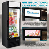 Bluelinecool Commercial Refrigerators Glass Door, 9 Cu.Ft Upright Commercial Beverage Fridge with Front LED Light, Display Refrigerator for Beer, Bar, Drink Bluelinecool