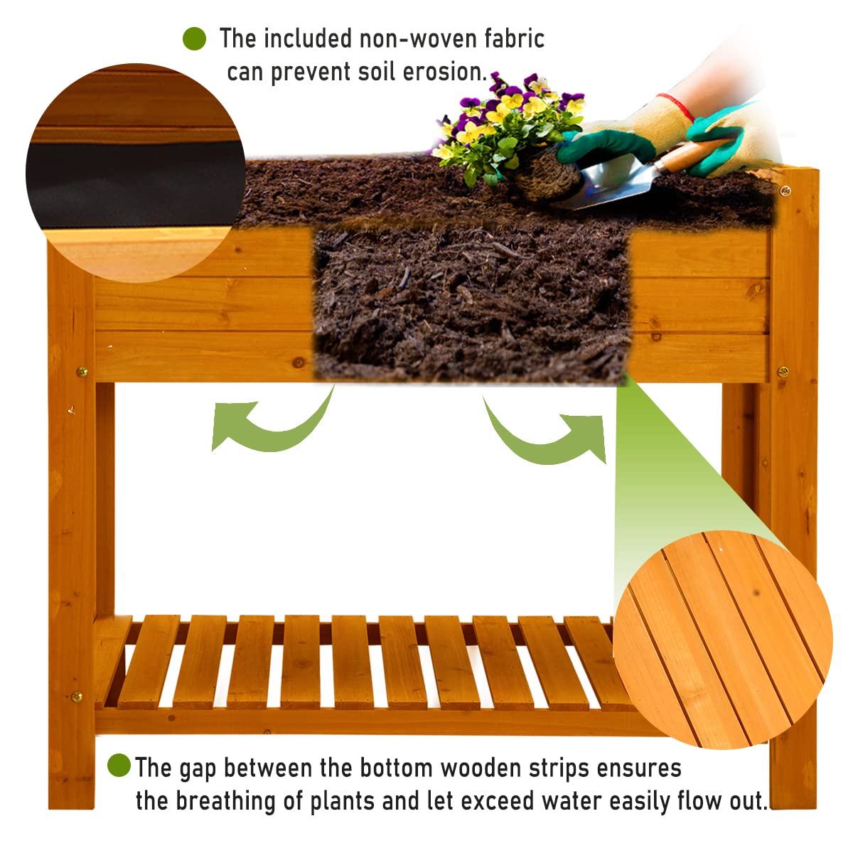 Raised Garden Bed 48"x24"x33" Large Wood Planter Box with Legs Outdoor Wooden Elevated Planters Raised Beds for Vegetable Flower Herb, Standing Gardening Box for Backyard, Patio, Deck Kdgarden