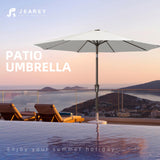 JEAREY 10FT Outdoor Patio Umbrella Outdoor Table Umbrella with Push Button Tilt and Crank, Market Umbrella 8 Sturdy Ribs UV Protection Waterproof for Pool, Garden (Creamy-white) JEAREY