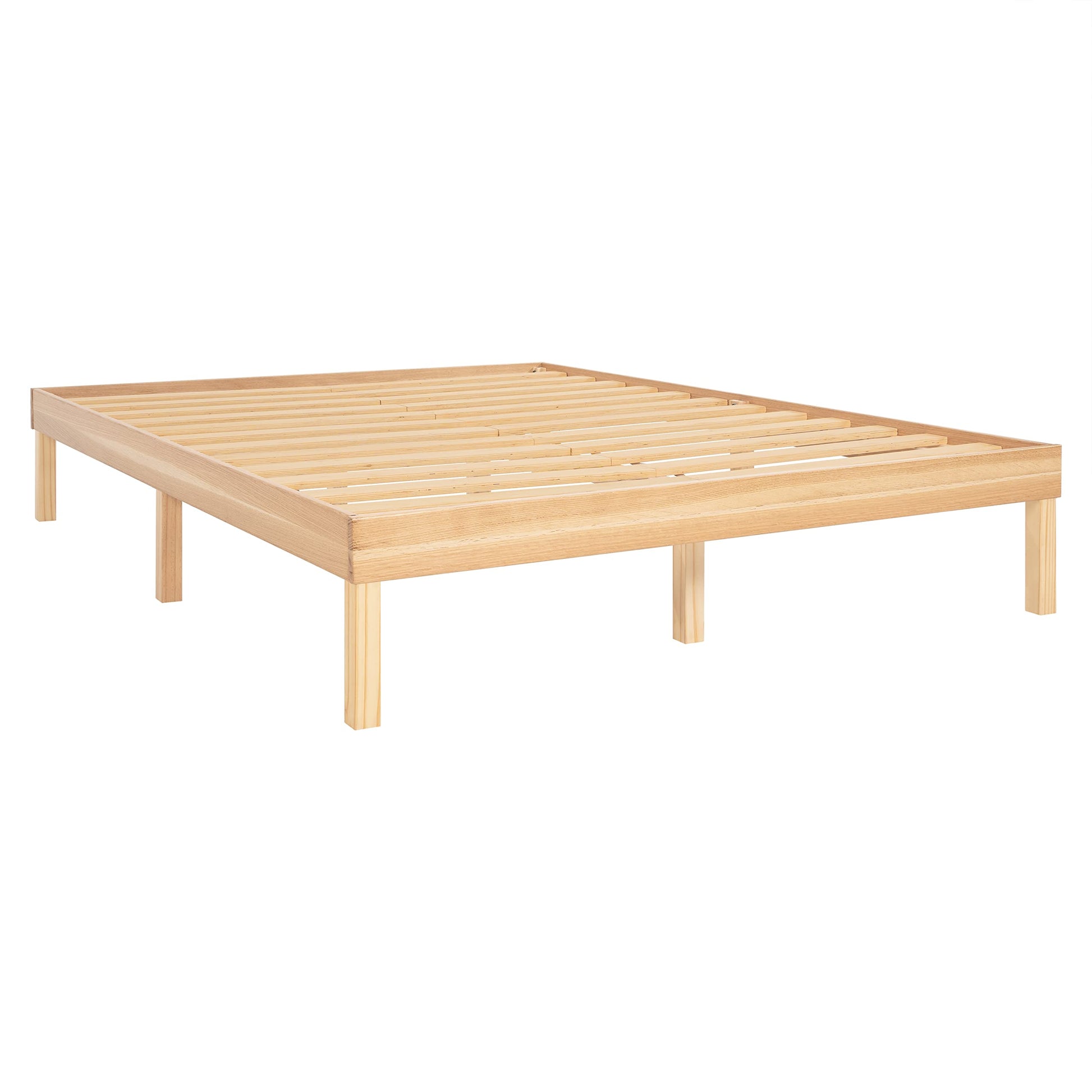 Naomi Home 14 Inch Pine Wood Queen Platform Bed Frame - Sturdy, No Squeak Design, No Box Spring Needed - WoodArtSupply