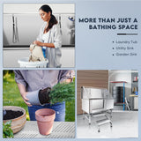 Yokrawpet 62" Pet Dog Bathing Station,Professional Stainless Steel Dog Grooming Tub,Pet Bathing Tub Dog Bathing Station with Faucet Walk-in Ramp Accessories,Commercial or Household use, (Extra Large) Yokrawpet