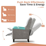 ANJ Push Back Recliner Chair, Soft Fabric Lounge Armchair,Wingback Recliner Single Sofa Chair with Steel-Reinforced Frame，Adjustable Pushback Chair for Living Room, Grey ANJ