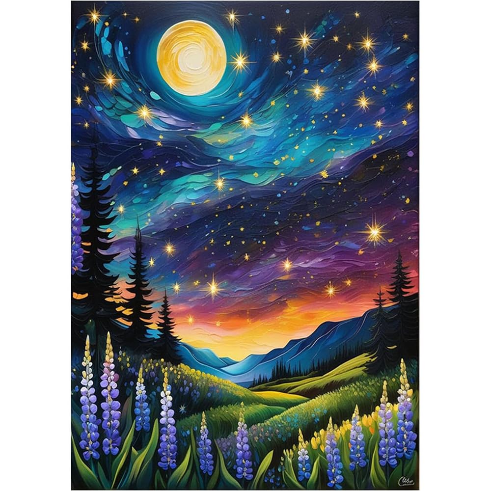 Paint by Numbers Kit for Adults-Starry Sky Paint by Number Kits on Canvas Without Frame, DIY Abstract Landscape Adults' Paint-by-Number Kits Oil Painting for Home Wall Decor16x20inch Generic