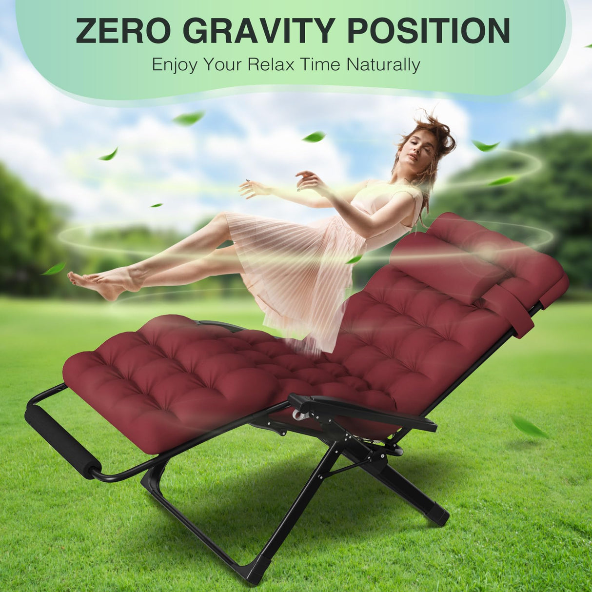 Suteck Oversized Zero Gravity Chair,33In XXL Lounge Chair w/Removable Cushion&Headrest, Reclining Camping Chair w/Upgraded Lock and Footrest, Reclining Patio Chairs Recliner for Indoor Outdoor,500LBS Suteck