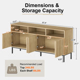 UEV Mid Century Modern Buffet Cabinet with Storage,Wood Sideboard Buffet,Geometric Fluted Storage Cabinet with Metal Legs,Accent Sideboard Cabinet for Kitchen,Living Room,Bedroom,Hallway(Natural) UEV