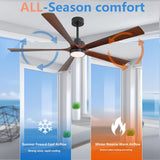 YKXONFA Ceiling Fans with Lights, Ceiling Fans with Lights and Remote,60 inch Modern Smart Ceiling Fan with Light for Patio Living Room, Bedroom, Office, Summer House (dark walnut, 60) YKXONFA