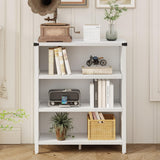 BON AUGURE White Bookcase, 3 Shelf Bookshelf, Farmhouse Wooden Book Cases/Shelves, Small Open Storage Book Shelves for Home School Library Office Bedroom Kids (White Oak) BON AUGURE