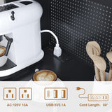 Buenhomino Kitchen Pantry Cabinet with Storage & Pegboard, 71" Tall Hutch Storage Cabinet with Power Outlets, Freestanding Food Pantry Cabinet with Microwave Stand Spice Rack for Dining Room - Black Buenhomino