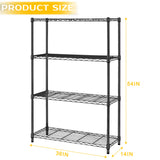 Vnewone 4-Tier Storage Shelves Large Wire Shelving Unit NSF Metal Garage Shelving 54”x36”x14” 1000 LBS Capacity Heavy Duty Height Adjustable Commercial Grade Utility Steel Rack with Wheels,Black Vnewone
