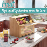 Vriccc Large Bread Box for Kitchen Counter,Bamboo Wood Double Layer Bread Box for Kitchen Counter, Wooden Capacity Bread Storage Bin Vriccc