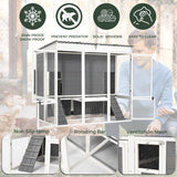 AECOJOY 67'' Extra Large Chicken Coop with Run, Wood Chicken House with 4 Nesting Boxes & Roost Bar for 8-10 Chickens, Outdoor Hen Fence Poultry Pet Cage for Backyard AECOJOY