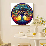 Fountor Tree of Life Diamond Art Kits for Adults - Stained Glass Diamond Painting Kits for Adults Beginners, DIY 5D Tree of Life Round Diamond Gem Art Kits for Gift Home Wall Decor 12x12inch Fountor
