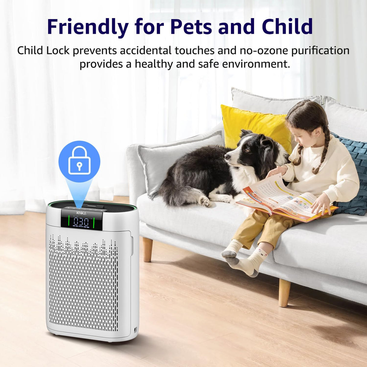 Air Purifiers for Home Large Room Bedroom up to 1740 Ft², Hepa Air Purifier with Air Quality Monitor, Smart WiFi, TRUE HEPA, Sleep Mode, Air Cleaner for Pets, Dust, Odor, Smoke, Pollen, AP2000WF KNKA